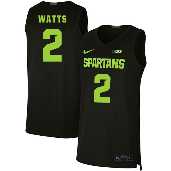 Men Michigan State Spartans #2 Rocket Watts NCAA Nike Authentic Black 2020 College Stitched Basketball Jersey TJ41A73MX